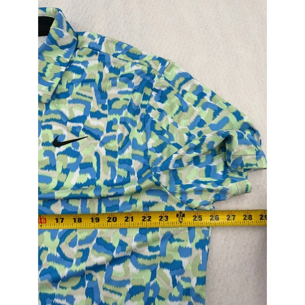 Nike Dri-FIT Golf Polo Shirt Mens XL Blue/Green Confetti Camo Print FD5939-435